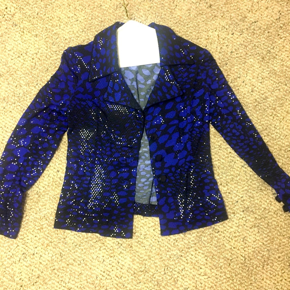 Parisline Brand. Blue and Black Sequin Jacket. Sz Small